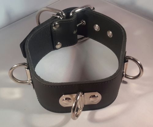 Leather 3 D-Ring Collar (50mm Wide)